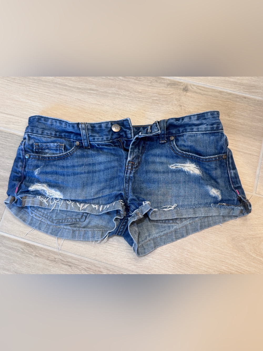 PINK Victoria's Secret Distressed Blue Denim Cutoff Shorts